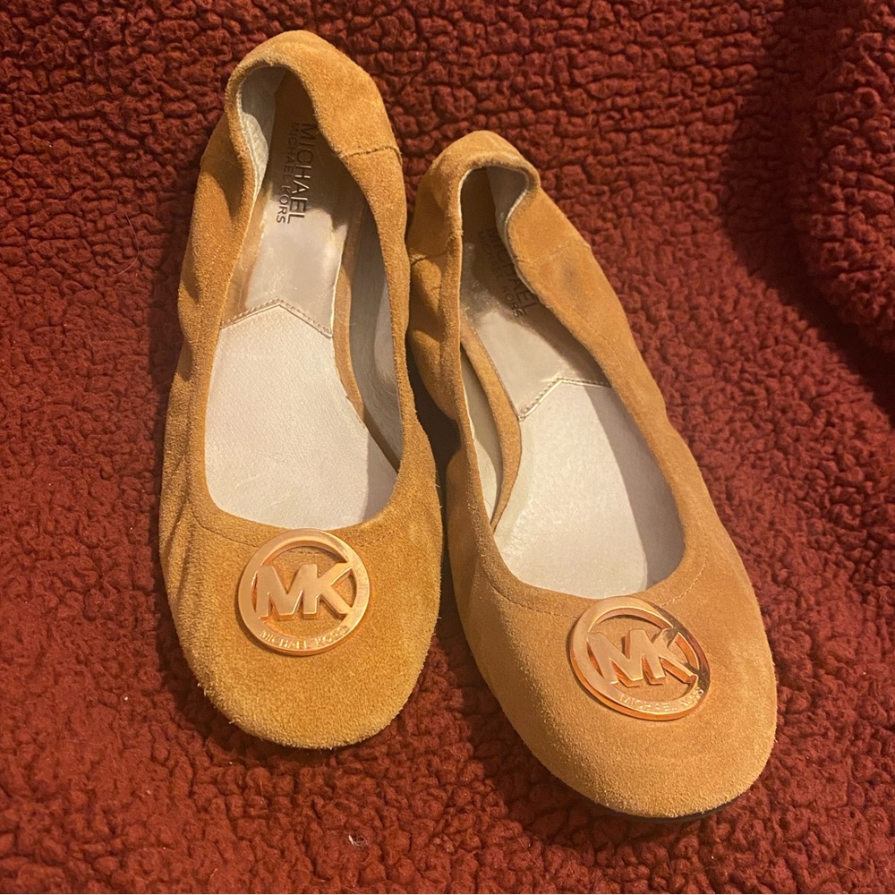 MICHAEL KORS Fulton ballet flats suede with rose gold detail